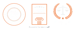 A circle , a pillar , and a laurel wreath are shown on a white background.